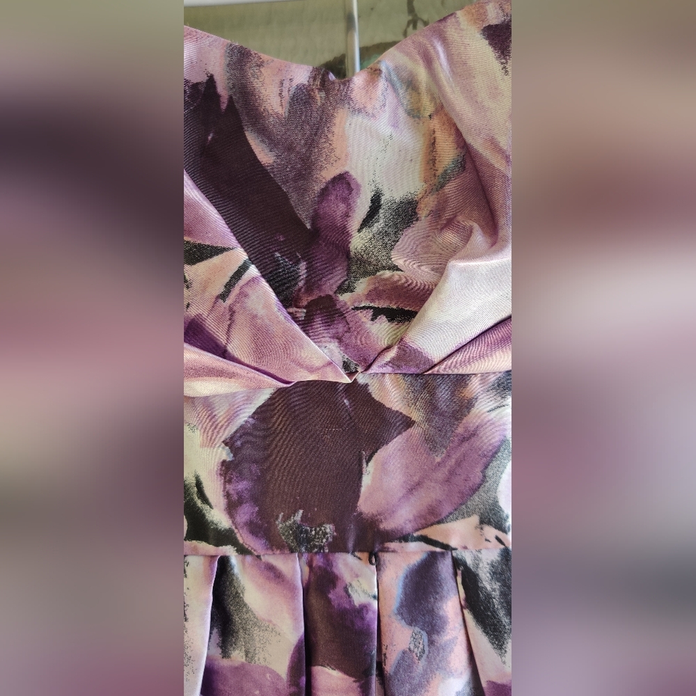 BCX Strapless Juniors Dress in Purple and Black Floral Size 3 - Picture 6 of 14